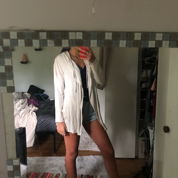 Mesh + Lace Sweaters - Long hooded cardigan